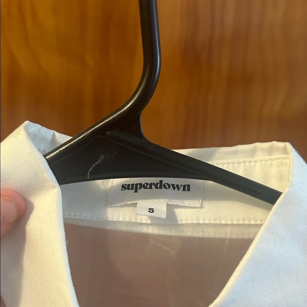 Superdown Transparent White Button-Down Crop Shirt - image 4